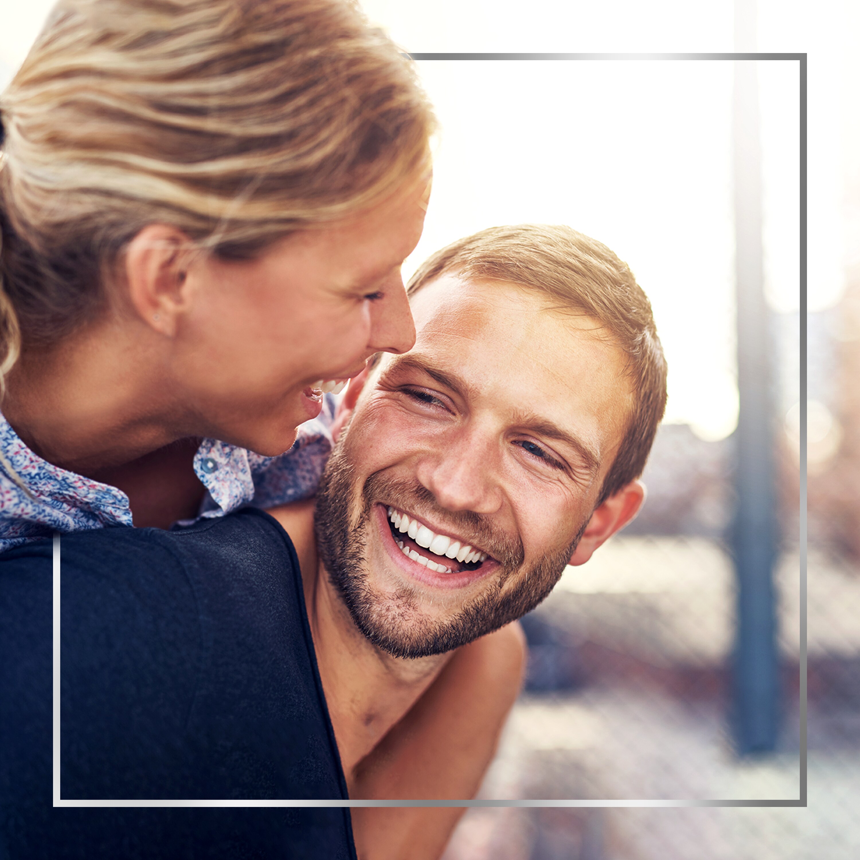 Smiling couple, happy after Canesten fungal skin infection treatment